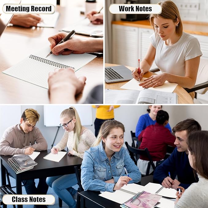 Fuutreo 12 Pcs Spiral Notebook for Work A5 8.3 x 5.7 Inch College Ruled Spiral Journal Notebook Kraft Cover Ruled Paper, 12 Color, 60 Sheets, 120 Pages for Office School(Marble Pattern)