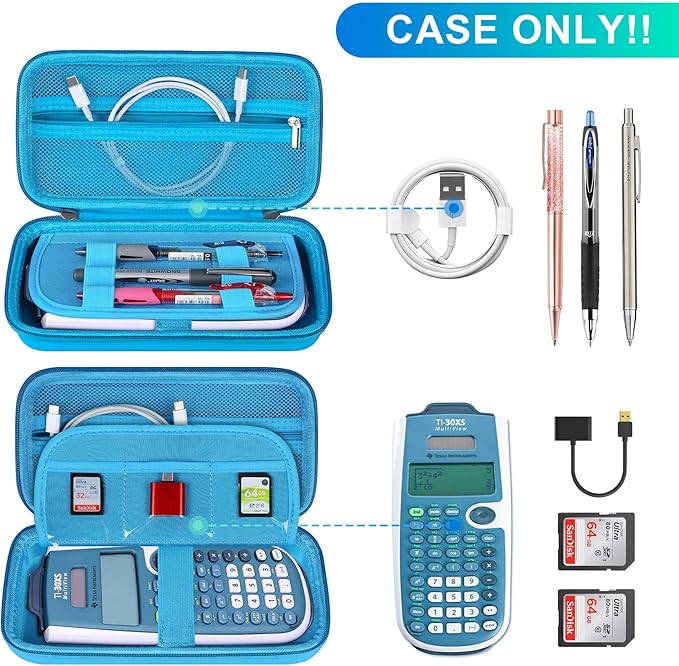 BOVKE Hard Case for TI-30XIIS TI-30XS TI-30Xa TI-36X Pro Scientific Calculator, Blue