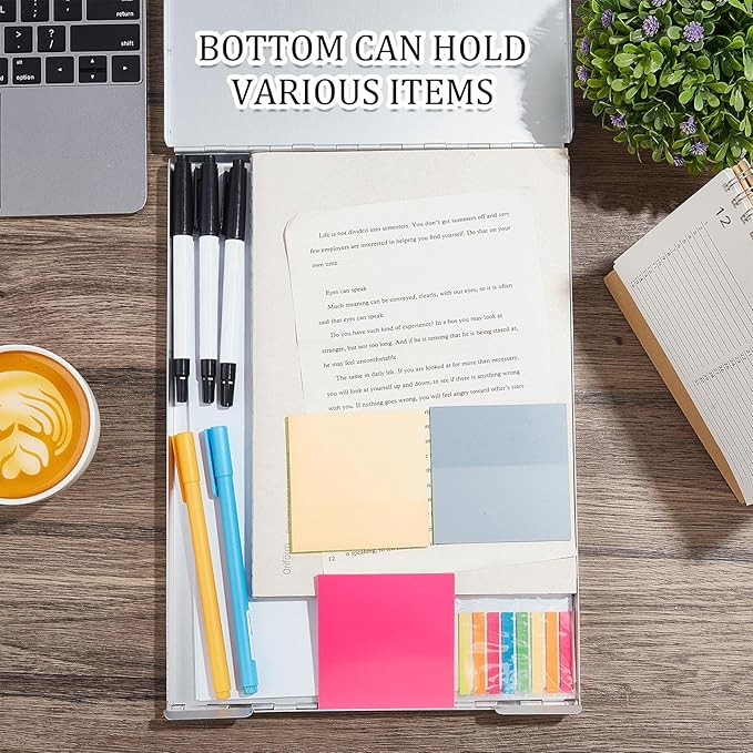 Henoyso Metal Storage Clipboard Bulk Heavy Duty Aluminum Clip Board for Teacher Contractor Medical Construction Office School Classroom, 12.6x9.2x1 Inch, Fit Letter Size 8.5x11 Inch Paper(4 Pcs)