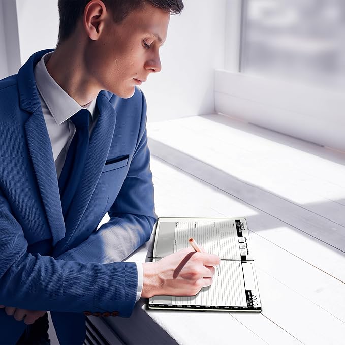 Ensight 2025-2026 HARDCOVER Leather Planner Weekly & Monthly - 6.5x8.5 Inches - Academic Planner Business Personal or Student - Pen Holder, Thick Paper, July 2025 - June 2026 (Grey)