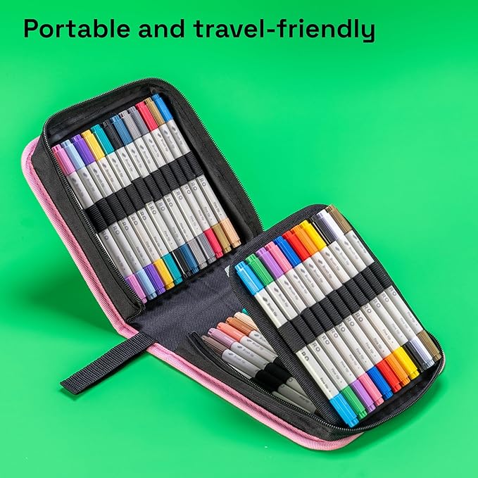 ARTISTRO 48 Dual Tip Fabric Markers - Acrylic Drawing Markers for All Ages & Levels - Fabric Paint Pens for Personalizing Clothes, T Shirts, Bags, Canvas, Textiles (Brush + Fine)