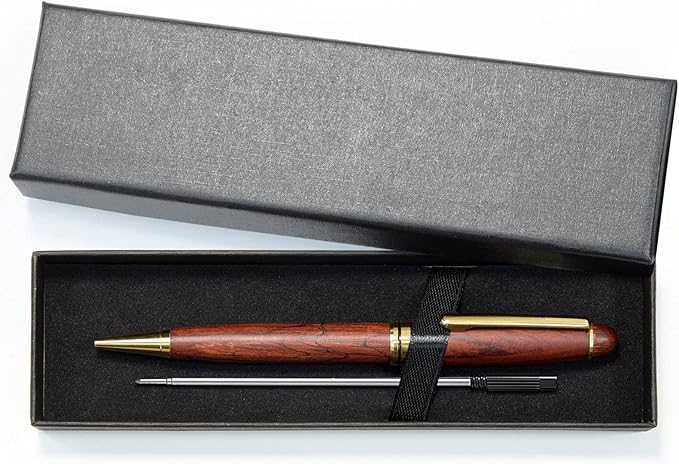 Cambond Ballpoint Pens Wood Pen - Fancy Pens with Gift Box Christmas Gift Nice Pens Set for Men Women Employee Journaling Executive Black Ink 1.0mm, 3 Pens with 3 Extra Refills
