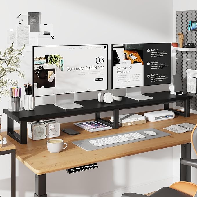 59" Large TV Riser for 32-75 inch TV, TV Riser Stand Shelf with Steel Legs, Tabletop TV Stand Riser for Home Office,Black