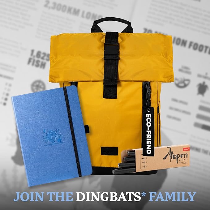 Dingbats* Earth Dotted Writing Journal Notebook A5 - Vegan Leather Hardcover - Ideal for Work, Travel - Pocket, Elastic Closure & Bookmark