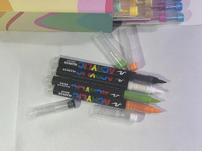 120 Colors Acrylic Paint Markers Set, Soft Brush Tip Pens for Rock, Wood, Canvas, Glass, Ceramic, Fabric, DIY Craft Projects – Waterproof, Quick-Dry, Vibrant Ink for Artists & Beginners