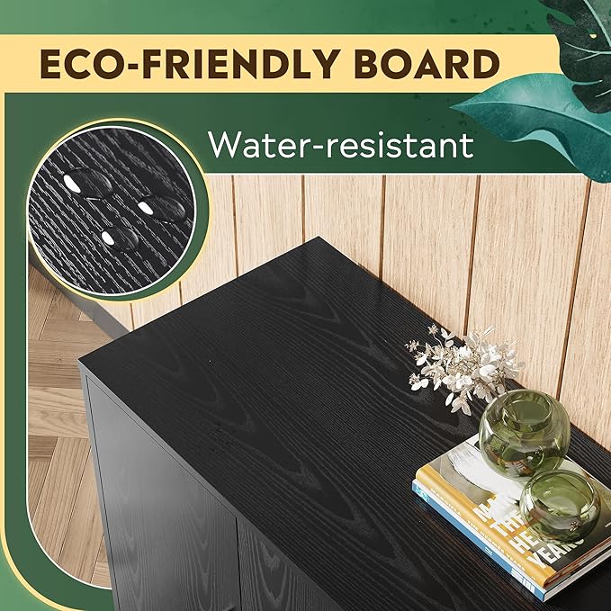 DEVAISE Office Storage Cabinet with Doors and Shelves, Lateral Printer Stand for Office Supplies and File Storage, Filing Cabinet for Home Office, Black