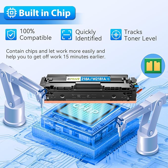 218A Toner Cartridges 4 Pack with Chip - 3301fdw Compatible Replacement for HP 218X 218A Color Laserjet Pro MFP 3301fdw 3301sdw 3201dw 3301cdw Printer High Yield W2180A (Black Yellow Magenta Cyan)