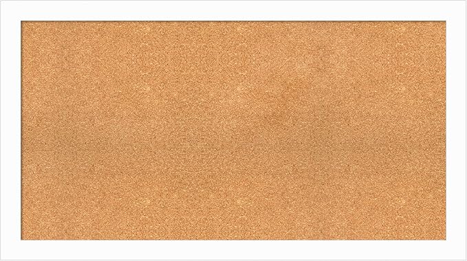 Amanti Art Natural Cork Board for Wall, 25x45 Vision Board with White Frame, Oversize Corkboard Office Decor for Home Organization, Casual Corkboard Pinboard to Display Items for Home Organization in