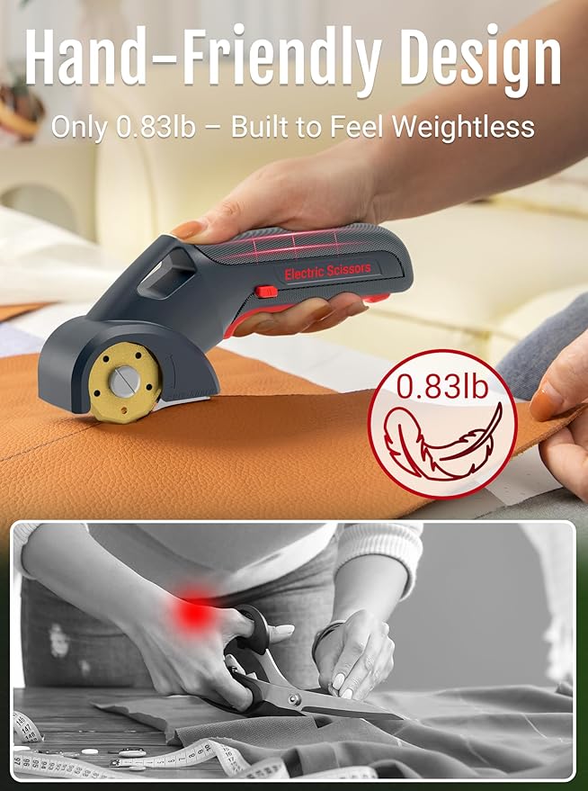 2025 NEW 4V Cordless Electric Scissors, Cardboard Cutter with 2 Titanium Blade, Safety Lock & Extra Blade, Rotary Cutter for Cardboard,Fabric,Plastic, Gifts for Men&Women - Grey