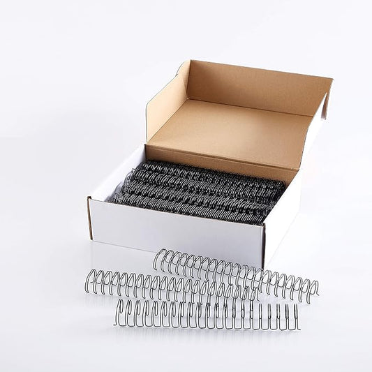 BNC Double Loop Wire Binding Rings Letter Size 3:1 Loops 32 Holes Black Color Pack of 100 (5/16 Inches)
