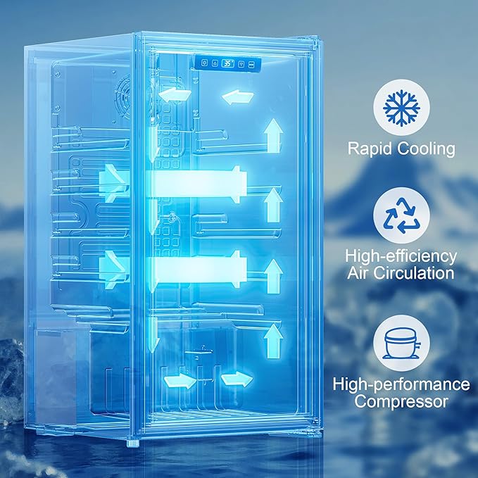 Beverage Refrigerator Cooler, 120 Can Drink Fridge with Glass Door for Soda Beer or Wine, Digital Temperature Control, Mini Fridge for Bedroom, Bar, Office (Black, 3.23 Cu.Ft)