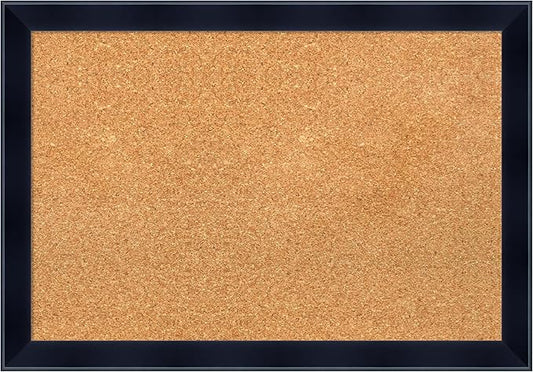 Amanti Art Natural Cork Board for Wall, 18x26 Vision Board with Black Wood Frame, Medium Corkboard Office Decor for Home Organization, Modern Contemporary Corkboard Pinboard to display items for home