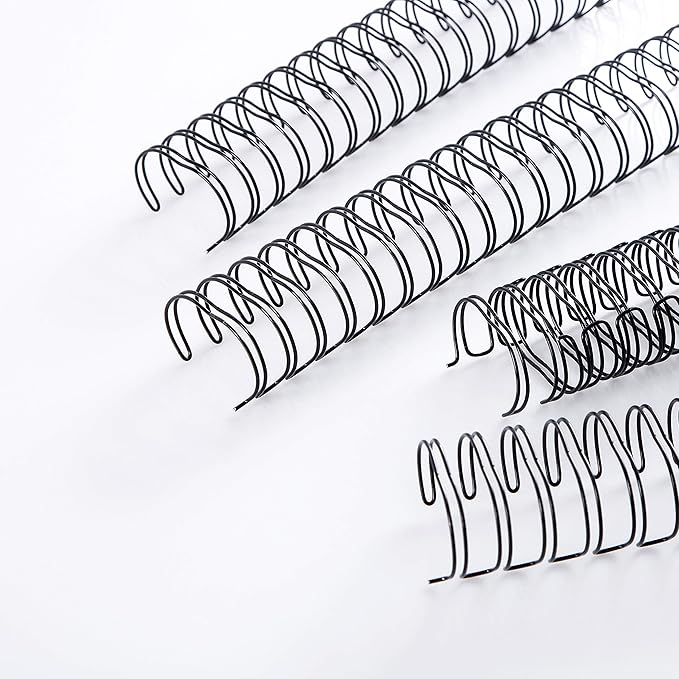 BNC Double Loop Wire Binding Rings Letter Size 3:1 Loops 32 Holes Black Color Pack of 100 (5/16 Inches)
