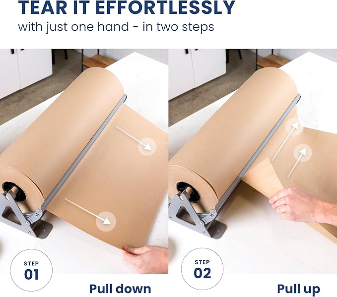 DIY Crew 18 Inch Paper Roll Dispenser and Cutter - Heavy-Duty Wall Mountable, Non Slip Tabletop - Kraft, Freezer, Butcher Paper - Up to 1000ft Rolls