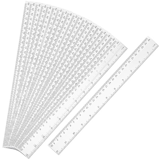 EBOOT 20 Pack Clear Plastic 12 Inch Straight Flexible Ruler with Inches and Metric for School, Classroom, Home, or Office