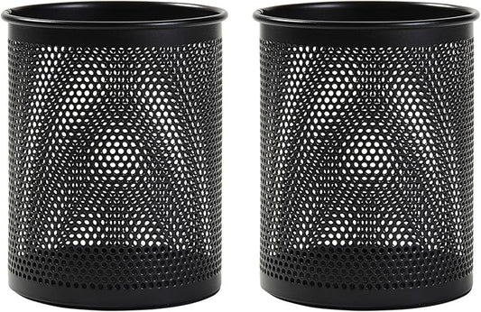Comix Pen Holder Desk Organizer, Wire Mesh Pencil Cup with Foam Pad and Non-Slip Bottom Office Supplies Desk Accessories for Home Office School, 2 Packs