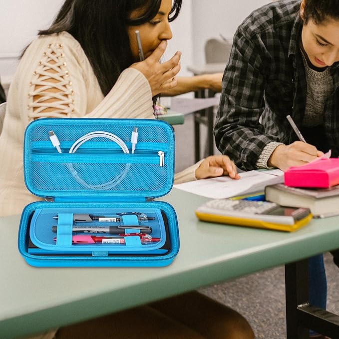 BOVKE Calculator Case for Texas Instruments TI-Nspire CX II CAS/CX II/CX CAS/CX Color Graphing Calculator and More - Extra Mesh Pocket for USB Cables and Other Accessories, Blue