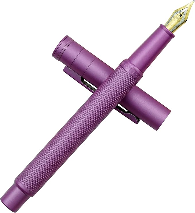 Asvine Pink Forest Fountain Pen Fine Nib, Classic Design with Converter and Metal Pen Case, The Light of Hope Serise