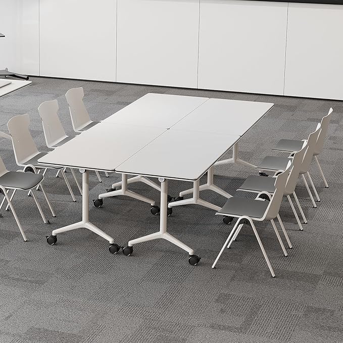 Folding Conference Room Tables 6 Pack, Foldable Modern Mobile Meeting Table Desk Training Table 6FT Large Rolling OfficeTable for Conference Training Classroom (2, 47.2" * 23.6" * 29.5")