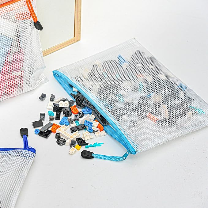 D-KINGCHY 24Pcs Zipper Storage Bags, Plastic Mesh Zippered Pouch for Organization, Waterproof Versatile Bags for Office Supplies School Travel