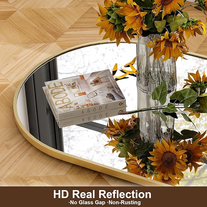 Arched Gold Full Length Mirror, 68"X22"Large Floor Mirror with Stand,Hanging or Leaning Full Body Mirror with Aluminum for Living Room and Bedroom