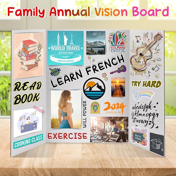 3단 포스터 보드 8개 - 40.6cm x 58.4cm(16인치 x 23인치) 소형 3단 접이식 디스플레이 보드 하드 & 두꺼운 화이트 프레젠테이션 판지 과학 박람회, 학교 프로젝트, 비즈니스 용품용