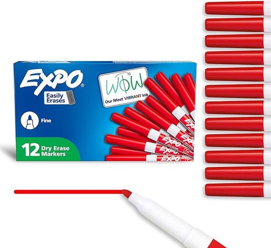 EXPO 86002 Sanford EXPO Low Odor Dry Erase Marker Fine Point Red Box of 12
