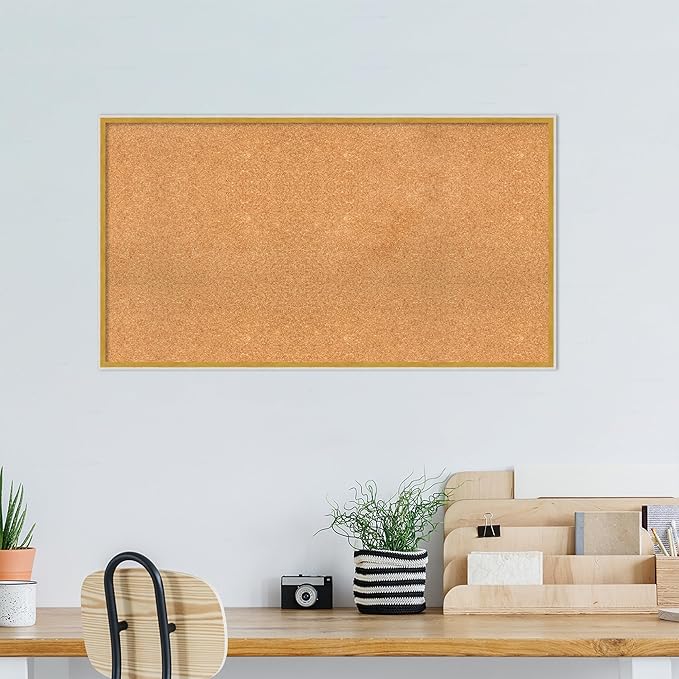 Amanti Art Natural Cork Board for Wall, 25x45 Vision Board with White Frame, Oversize Corkboard Office Decor for Home Organization, Modern Corkboard Pinboard to Display Items for Home Organization in