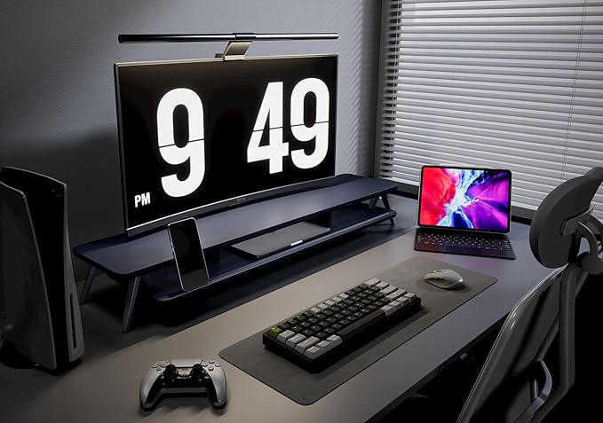 Fenge Dual Monitor Stand, Monitor Stands Riser for 2 monitors, 42.5 Inch Wood Desk Shelf with Storage Organizer and Cable Management for Office Desk Accessories