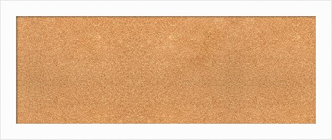 Amanti Art Natural Cork Board for Wall, 17x41 Vision Board with White Frame, Medium Corkboard Office Decor for Home Organization, Casual Corkboard Pinboard to Display Items for Home Organization in
