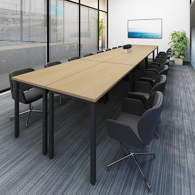 Bonzy Home Conference Tables 18ft Office Computer Desk for Meeting Room Study Writing Printer Table Meeting Seminar Table for 20 People Rustic Vintage Natural 8PCS 220.4"x47.2"x29.5"