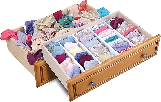 Dial Industries Adjustable Dresser Drawer Clothes Organizer Dividers, Set of 4, 4.5" Deep