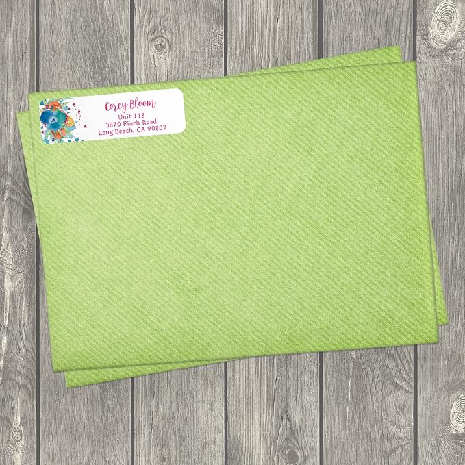 Bright Watercolor Floral Rolled Address Labels / 5 Vibrant Flower Bouquet Designs/Roll of 250 Personalized Address Labels/Designer Return Address Stickers in Elegant Plastic Dispenser