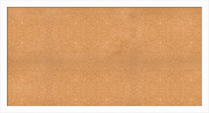 Amanti Art Natural Cork Board for Wall, 33x61 Vision Board with White Frame, Oversize Corkboard Office Decor for Home Organization, Casual Corkboard Pinboard to Display Items for Home Organization in