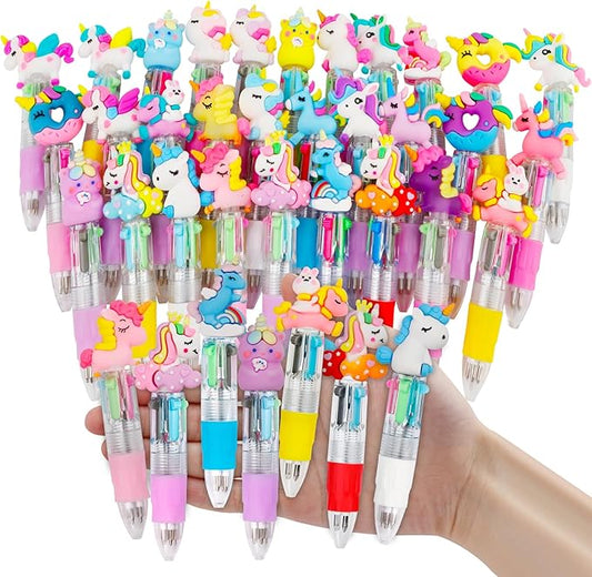 30Pcs Mini Multicolor Pens in One 4-in-1 Cute Pens Bulk for Kids, Ballpoint Pen for Birthdays and Children's Parties, Fun Gifts Assorted Ink Kawaii Pen(unicorn)