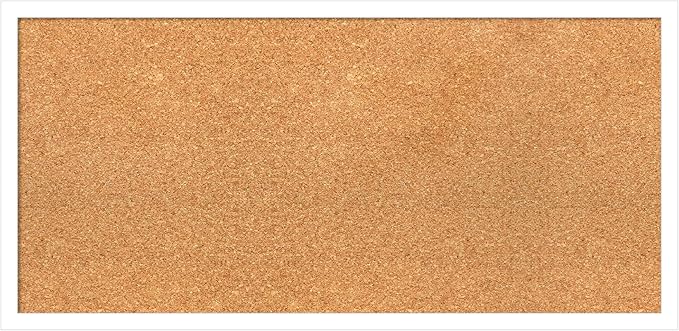 Amanti Art Natural Cork Board for Wall, 15x31 Vision Board with White Frame, Medium Corkboard Office Decor for Home Organization, Modern Corkboard Pinboard to Display Items for Home Organization in