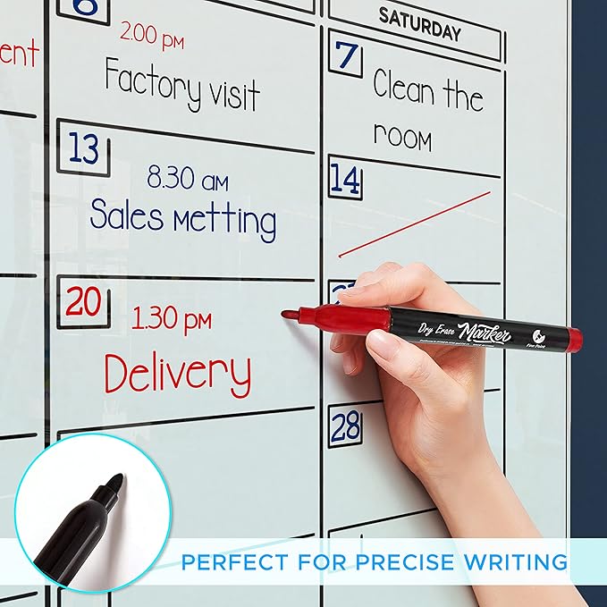 Glass Whiteboard Calendar 34x46” Quarterly Planner White Board Dry Erase Board 3 Month for Wall Glass Whiteboard Home Office Large Wall Calendar 2025 & Marker Tray