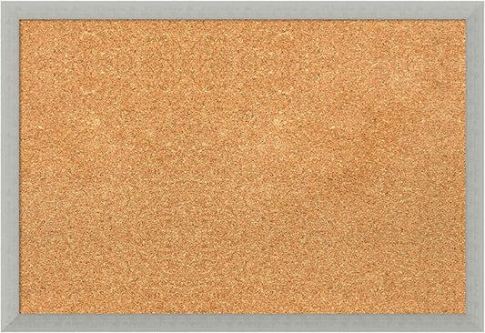 Amanti Art Natural Cork Board for Wall, 18x26 Vision Board with Silver Wood Frame, Medium Corkboard Office Decor for Home Organization, Casual Corkboard Pinboard to display items for home organization