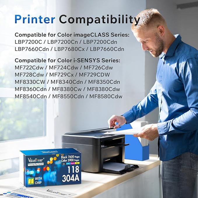 304A Toner Cartridge Replacement for HP 304A for Canon 118 CP2025DN CM2320N CM2320NF CM2320FXI MFP MF8580CDW MF8350CDN MF8380CDW MF726CDW LBP7660CDN LBP7200CDN Printer (Black, Cyan, Magenta, Yellow)