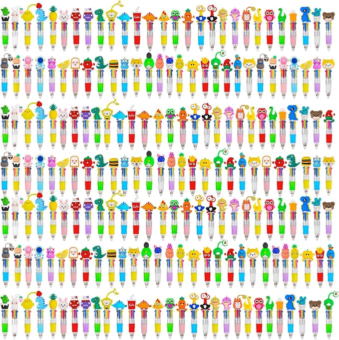 200Pcs Mini Multicolor Pens in One 4-in-1 Cute Pens Bulk for Kids, Ballpoint Pen for Birthdays and Children's Parties, Fun Gifts Assorted Ink Kawaii Pen