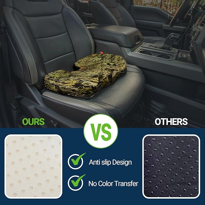 Gel Seat Cushion for Car Office - Memory Foam Pain Relief Chair Pillow Cushions - Tailbone Sciatica Coccyx Butt Lumbar Support Pad for Sitting Driving Traveling, Velvet, Mossy Oak