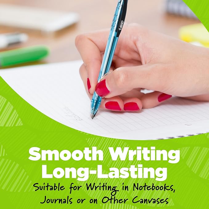 BIC Ecolutions Ocean-Bound Plastic Gel Pens, Medium Point (0.7 mm), 12-Count Pack, Retractable Assorted Ink Pens Made from 78% Ocean-Bound Recycled Plastic Excluding Ink Cartridge