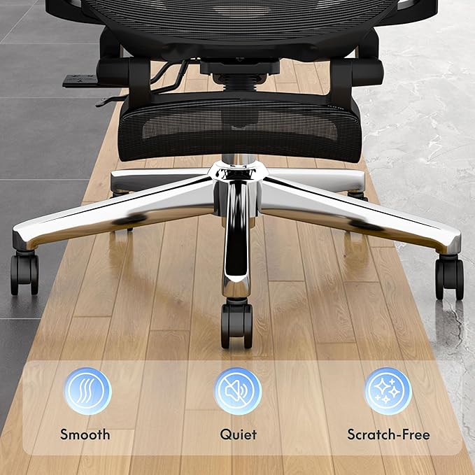 FLEXISPOT ErgoX Premium Ergonomic Office Chair with Footrest- Adjustable 3D Armrests, Dynamic Lumbar Support, Recline & Tilt Function, Mesh Seat, for Home & Office Use,Light Grey