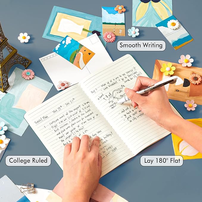 16 Pack Soft Cover Journal Bulk, Feela Lined Notebooks College Ruled for Work for Women Girl Writing, Blank Travel Journal Note Taking Notebook School Business Supplies, 8.2” x 5.5”, A5, Dark Green