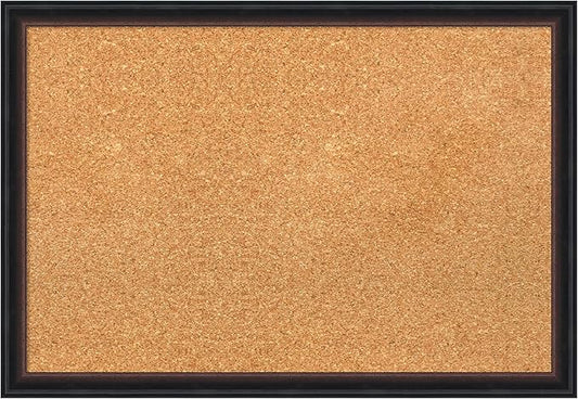 Amanti Art Natural Cork Board for Wall, 18x26 Vision Board with Black Wood Frame, Medium Corkboard Office Decor for Home Organization, Casual Corkboard Pinboard to display items for home organization