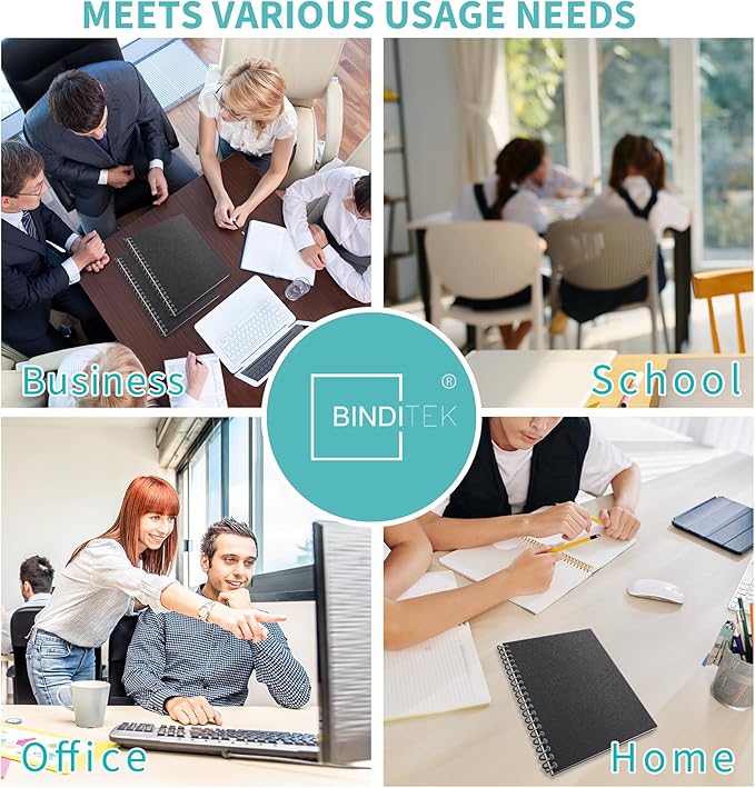 Binditek 25 Pack 12 Mil Sand-Textured Polycover, Midweight Binding Front and Back Covers, Lightly Sanded Finish, 8-1/2" x 11", Square Corners, Un-Punched, Black, Office Supplies