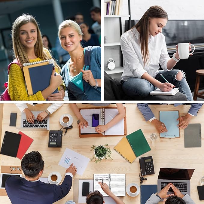 GINMLYDA Small Spiral Notebook 6Pack, 120 Lined Pages 8.25x5.50 Inches Spiral Journal Kraft Cover Notebooks & Writing Pads for School Home Office Aesthetic Sketch Drawing Note