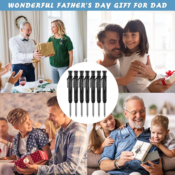 Colarr 10 Pcs Mechanical Carpenter Pencil with 60 Refill Deep Hole Mechanical Pencil Marker with Sharpener Black Solid for Carpentry Architect Birthday Thanksgiving Gift