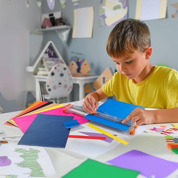 4-Pack Trimmer Replacement Blades for Fiskars Paper Trimmer, Replacement Blade for All Series of Fiskars/Portable&Precision Trimmer,Arts and Crafts,3 Cutting&1 Scoring Blades,a Slider,Blue