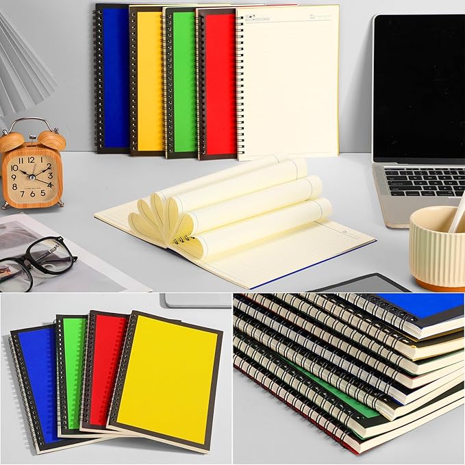 12 Pack Small Spiral Notebook A5 Lined College Ruled Spiral Journal Notebook 5.5 x 8.3 Inch Kraft Cover, 120 Pages for Work Students Office Business(Blue,Green,Yellow,Red)